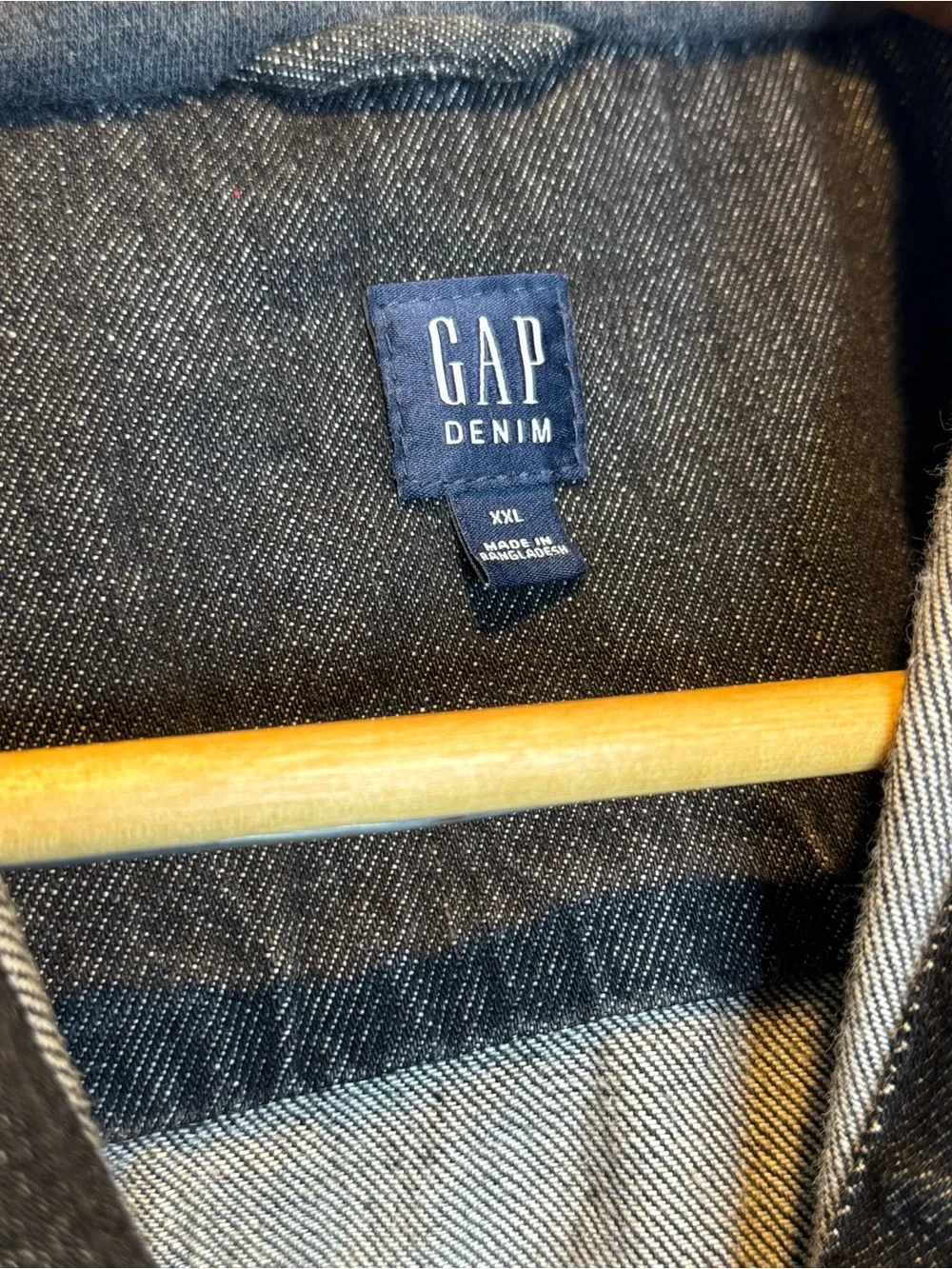 GAP Black Washed Denim Jacket with Hood